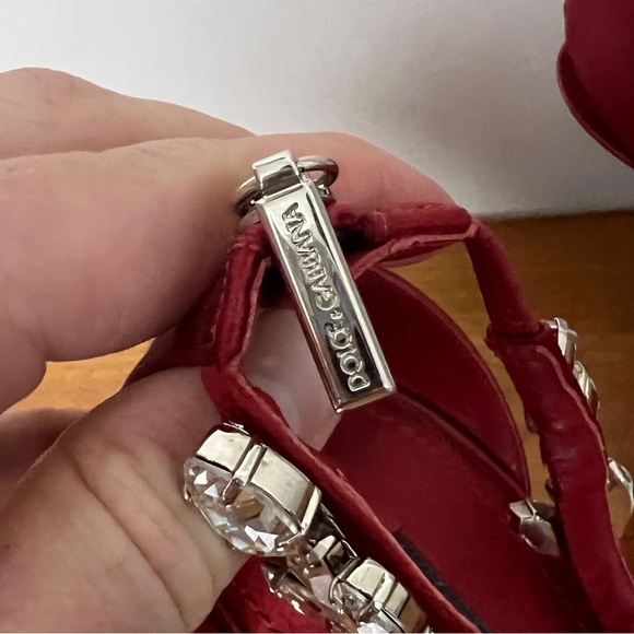 Dolce & Gabbana Red 105 Crystals Embellished Satin Holiday Pumps - Picture 6 of 11